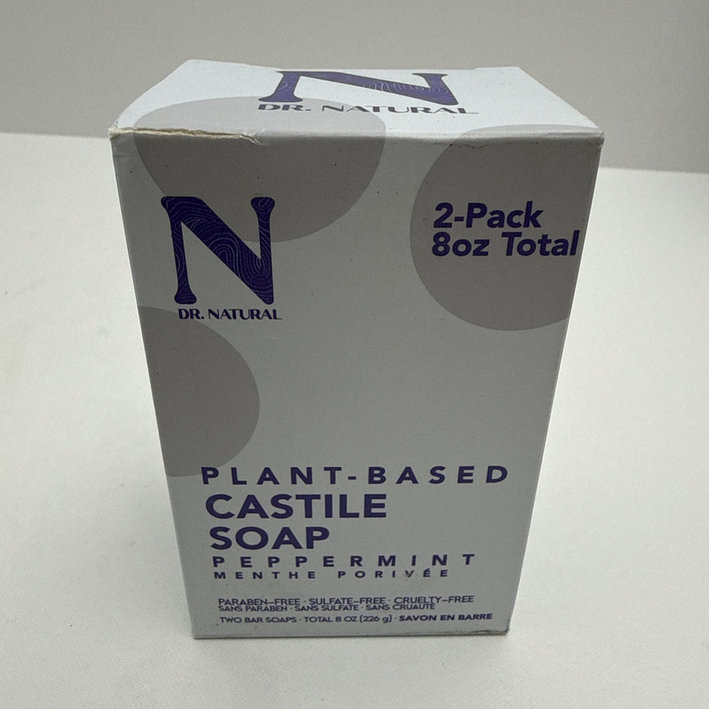 Plant-Based Peppermint Castile Soap Bars - 2 Pack, 8 Oz Natural