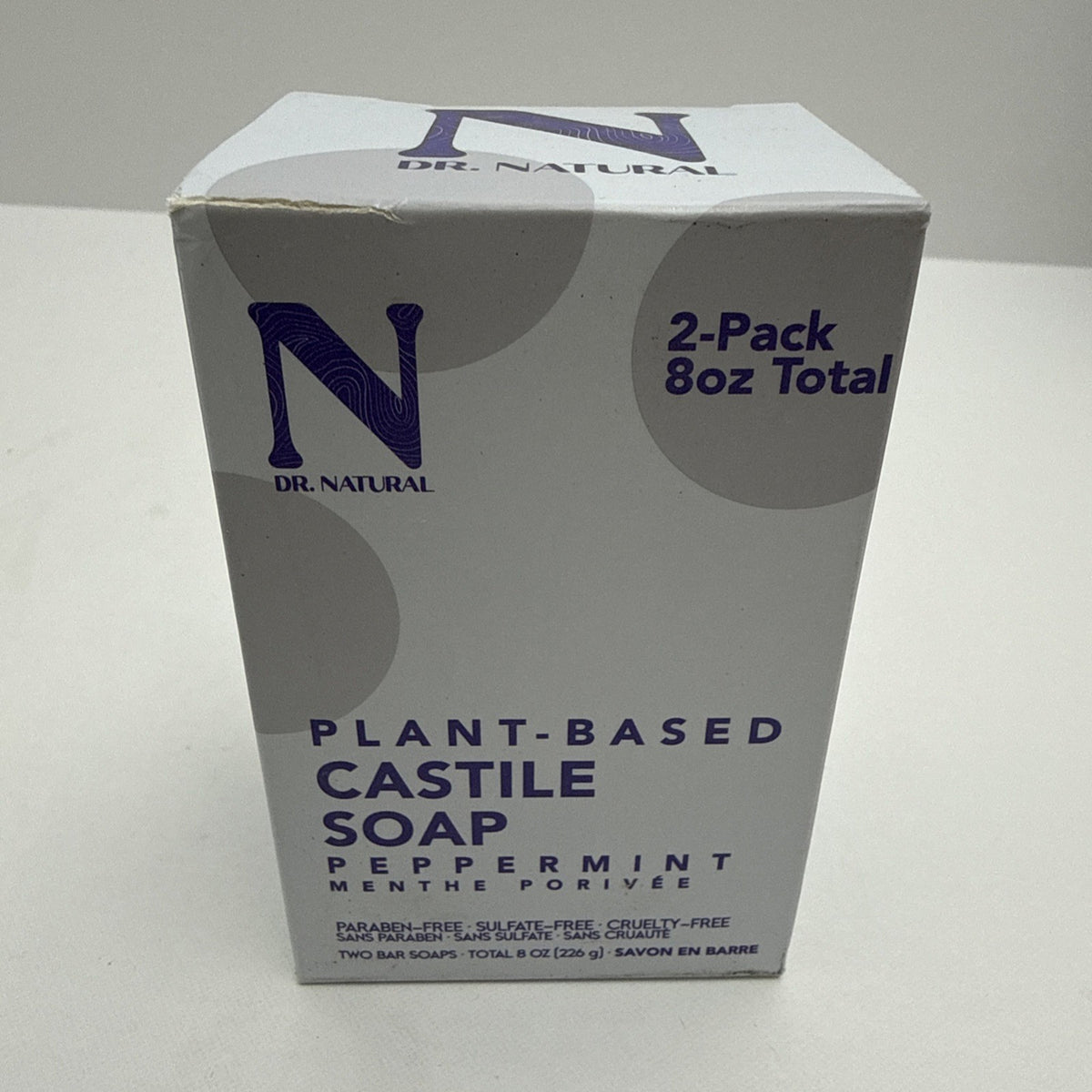 Plant-Based Peppermint Castile Soap Bars - 2 Pack, 8 Oz Natural