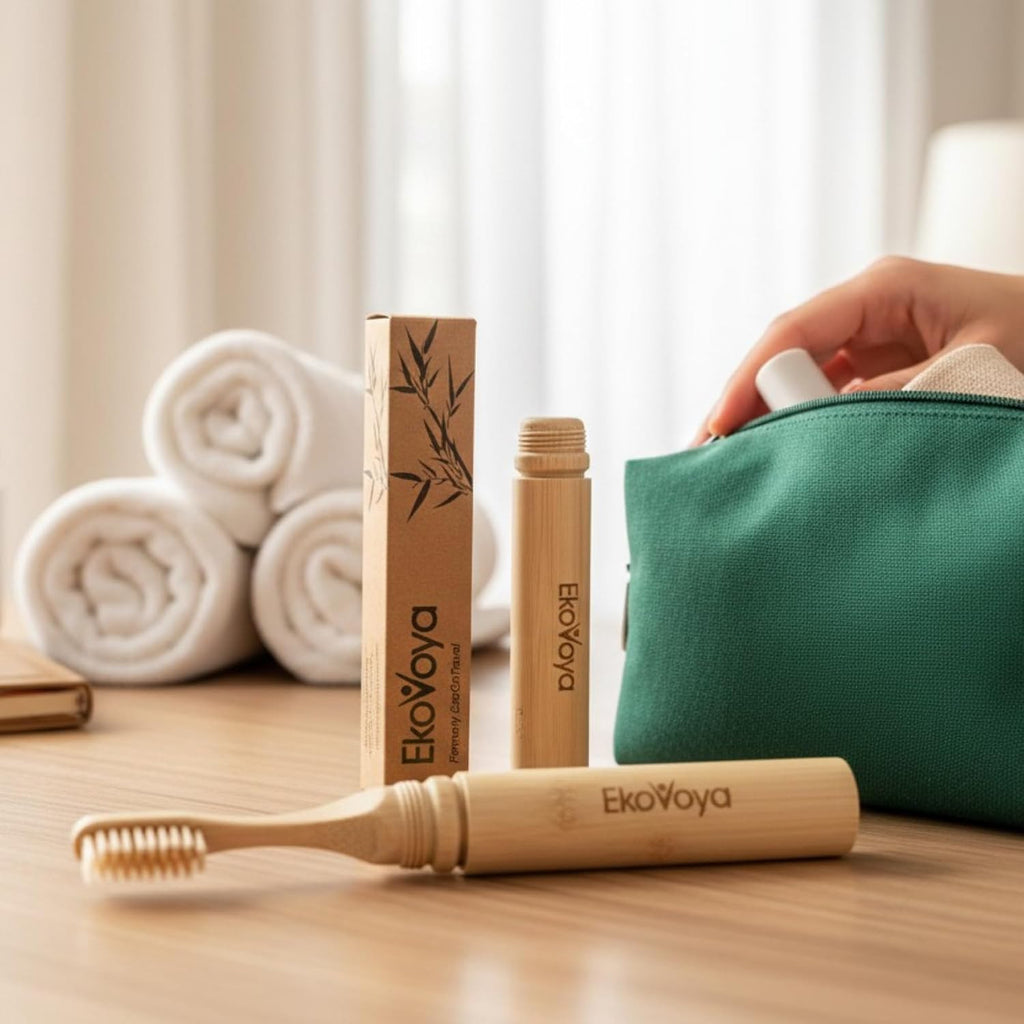 Bamboo Screwable Travel Toothbrush with Case - Soft BPA-Free Bristles