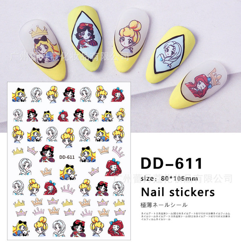 3D Nail Stickers for Nail Art - Princess Crown Pattern, Adhesive Transfer Decals for DIY Nails