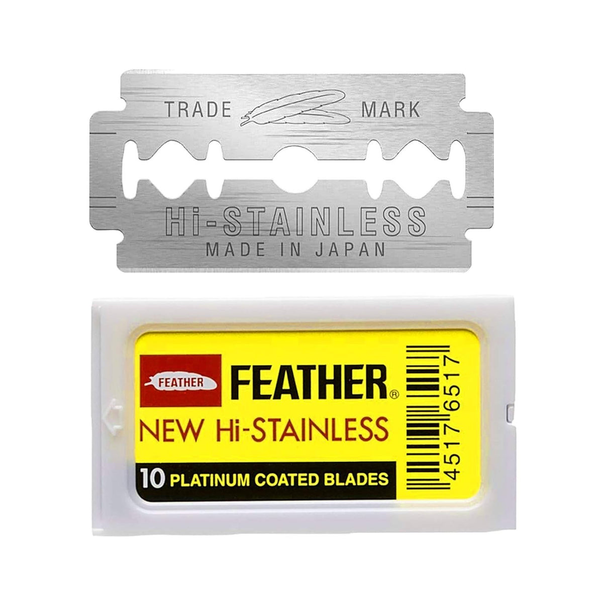 50 Pack Feather Double Edge Razor Blades Platinum Coated Stainless Steel Japan