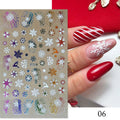 Christmas Nail Art Stickers Snowflakes Reindeer Star Colorful Decals - 1 Sheet