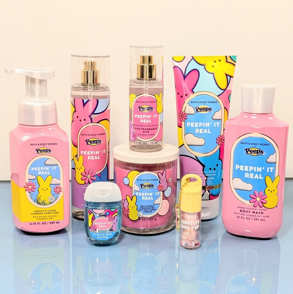 Bath & Body Works Peeps Marshmallow Vanilla Body Care Set - Mist, Body Wash, Lotion, Hand Sanitizer, & Candle