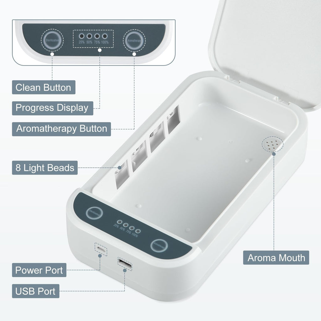 Portable USB Nail Tool Sterilizer Box with Aromatherapy for Salon & Home