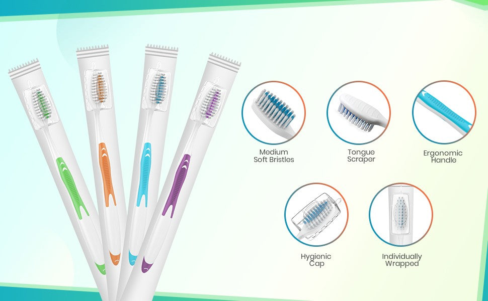 Disposable Toothbrush Set with Covers - 30 Pack, Portable & Hygienic