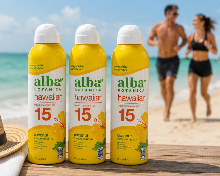 SPF 15 Sunscreen Spray 3-Pack for Face & Body Water Resistant Tropical Coconut Fragrance