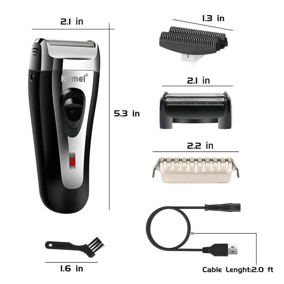 Men's Rechargeable Electric Beard Trimmer Shaver Razor - Cordless USB