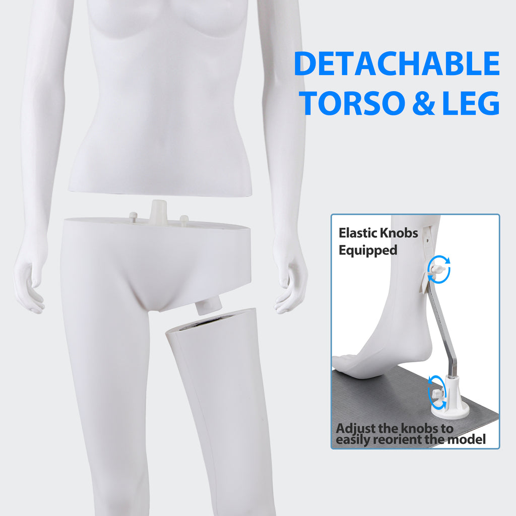 Female Full Body Dress Form Mannequin 70 Inch Adjustable White Display