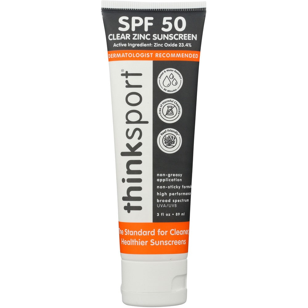 SPF 50 Clear Zinc Sunscreen with 23.4% Zinc Oxide - Water Resistant, 3 Fl Oz