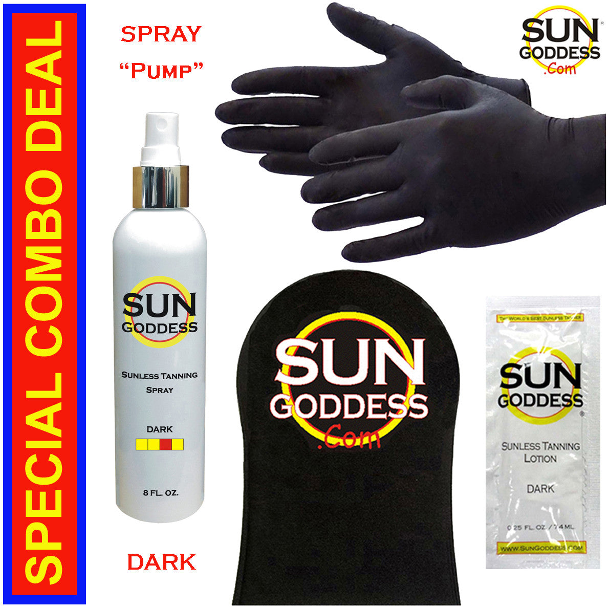Dark Sunless Self Tanning Spray with Mitt & Gloves - 8 oz