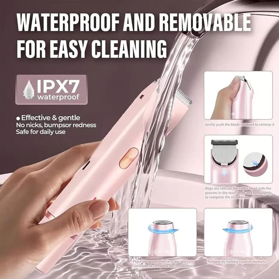 Dual Head Waterproof Electric Women’s Shaver for Sensitive Areas - Rechargeable & Portable
