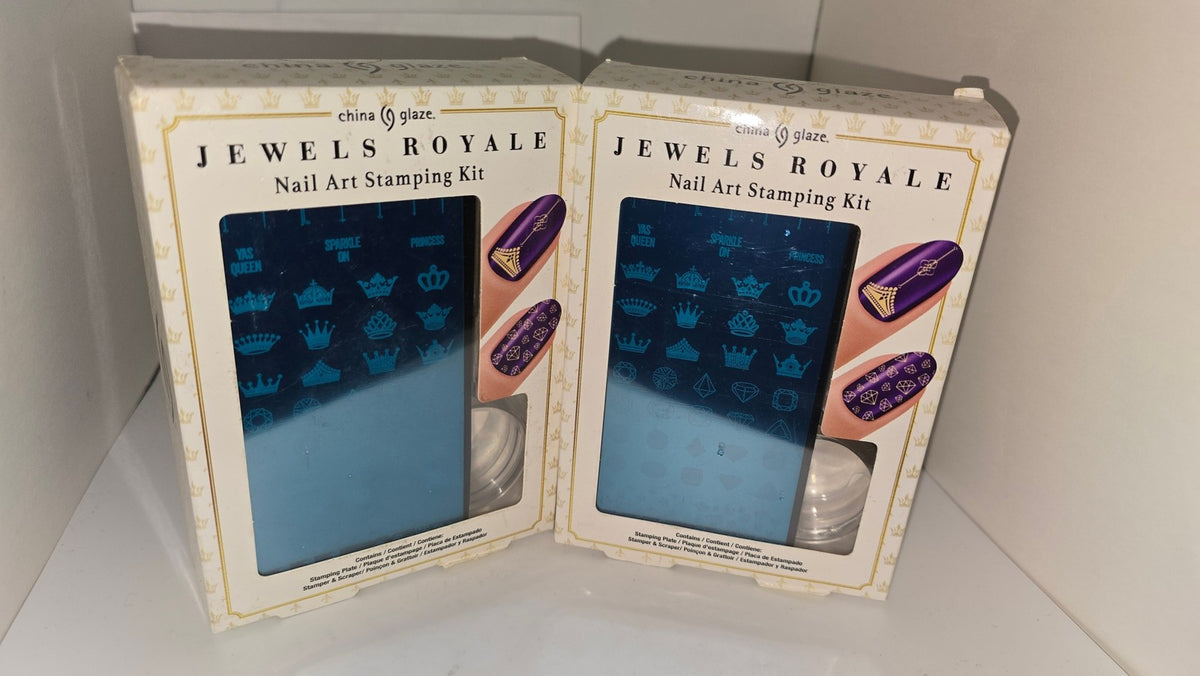 2-Pack Nail Art Stamping Kit with Plates, Stamper & Scraper - Elegant Jewelry Designs