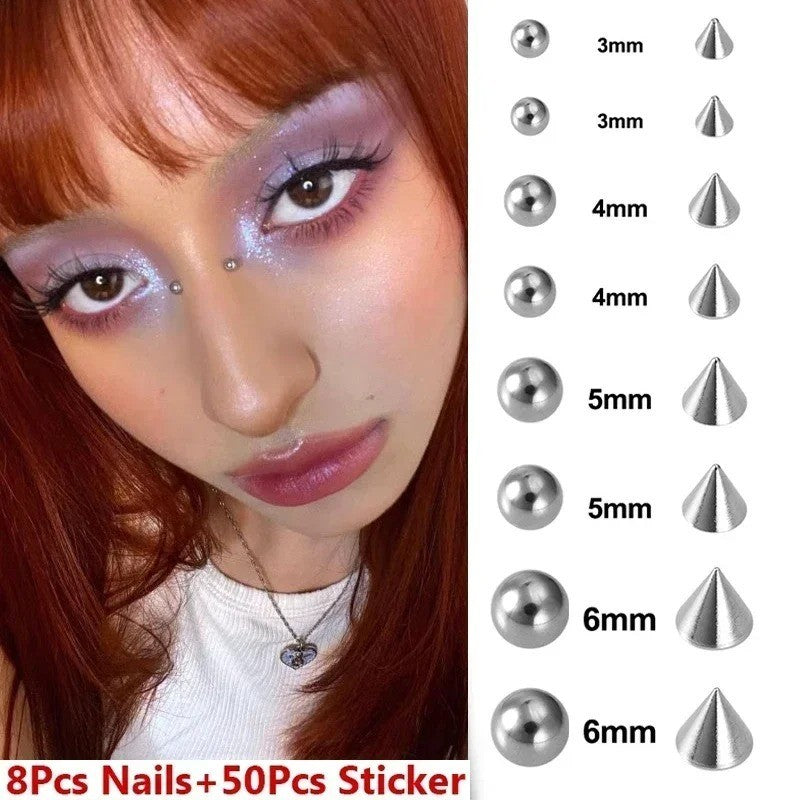 Non-Piercing Lip Nail Stickers Set - Self-Adhesive, Waterproof, Reusable