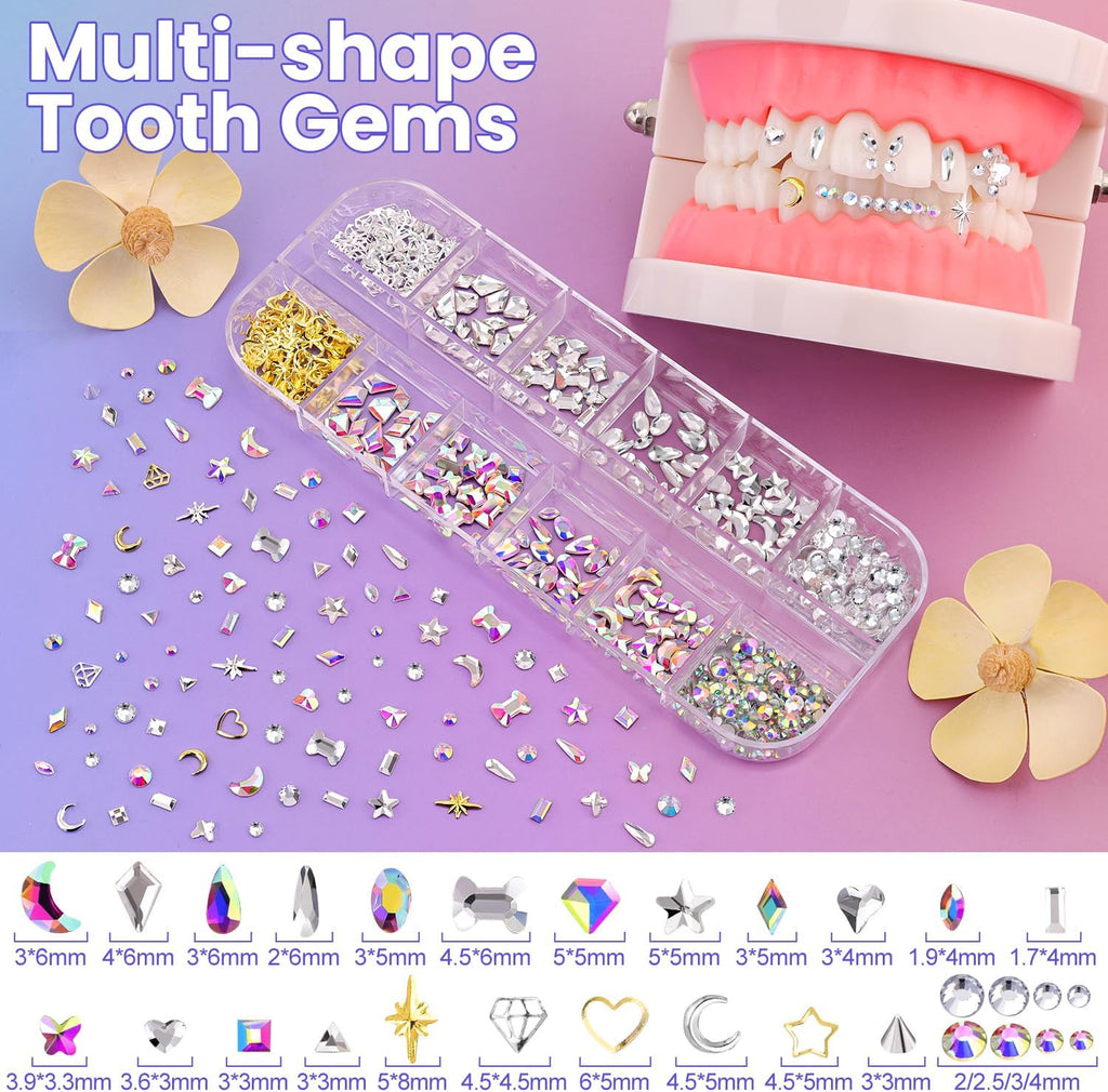 Tooth Gem Kit with Crystals for Teeth - 500 Pcs Dental Jewelry Set for Adults & Kids