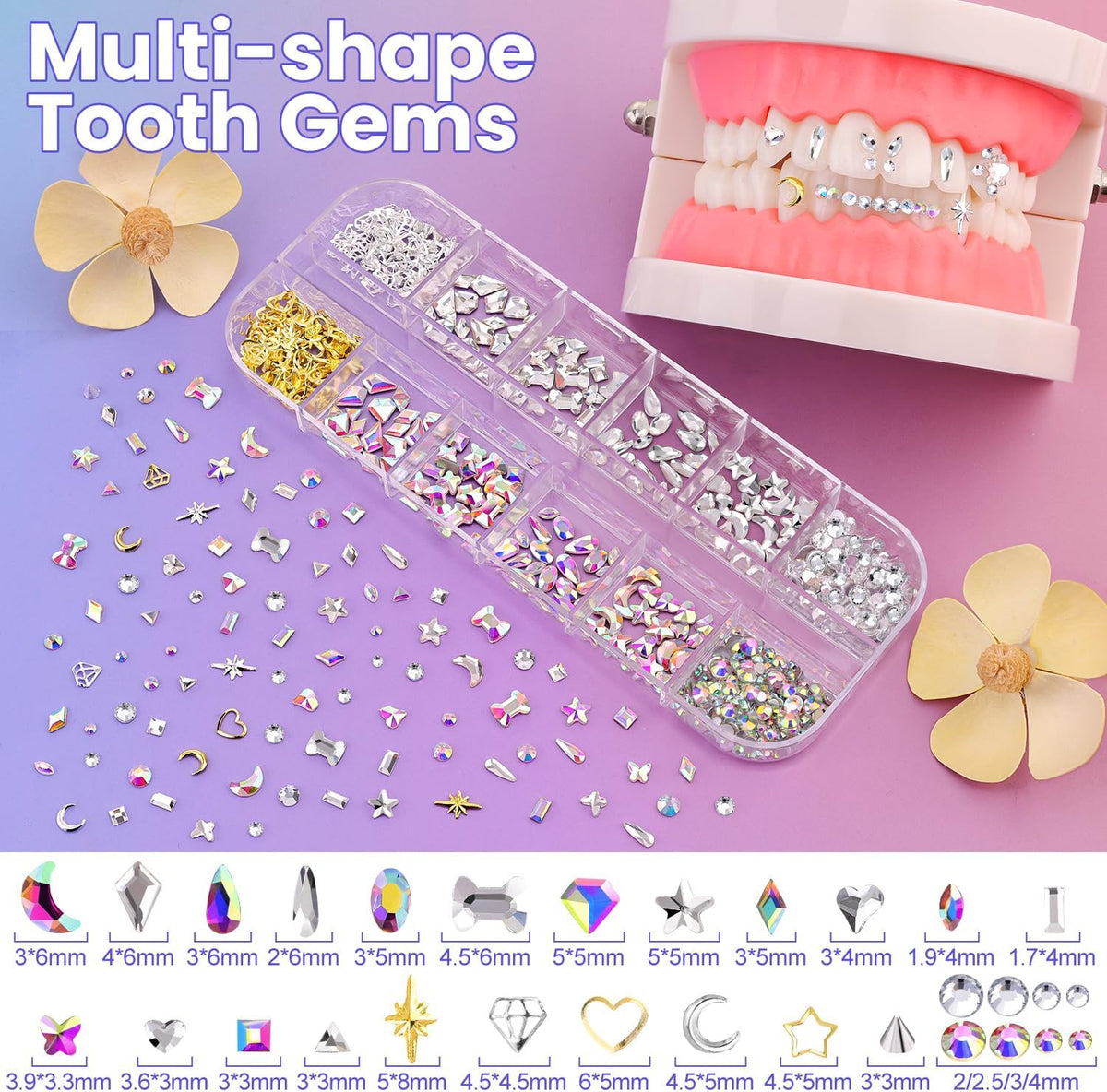 Tooth Gem Kit with Crystals for Teeth - 500 Pcs Dental Jewelry Set for Adults & Kids
