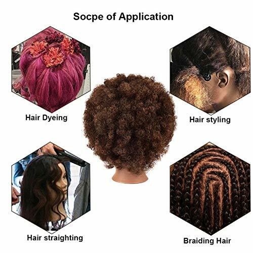 Human Hair Mannequin Head for Hair Styling Training Afro Curl Brown