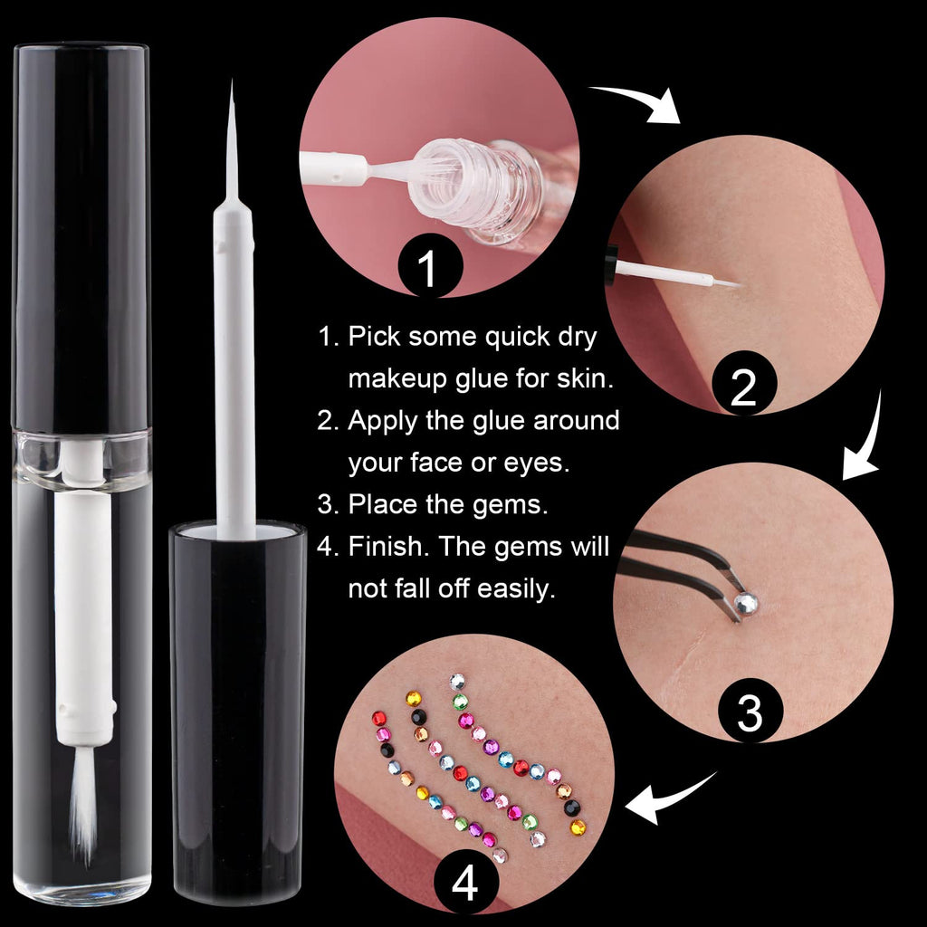 Colorful Face Gems Kit with Crystals & Rhinestones for Makeup & Nail Art