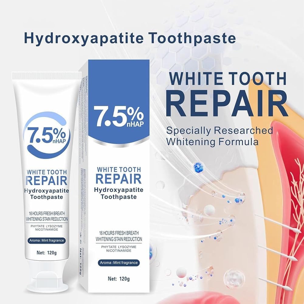 Nano Hydroxyapatite Toothpaste for Whitening & Enamel Repair - 4oz, Fluoride-Free
