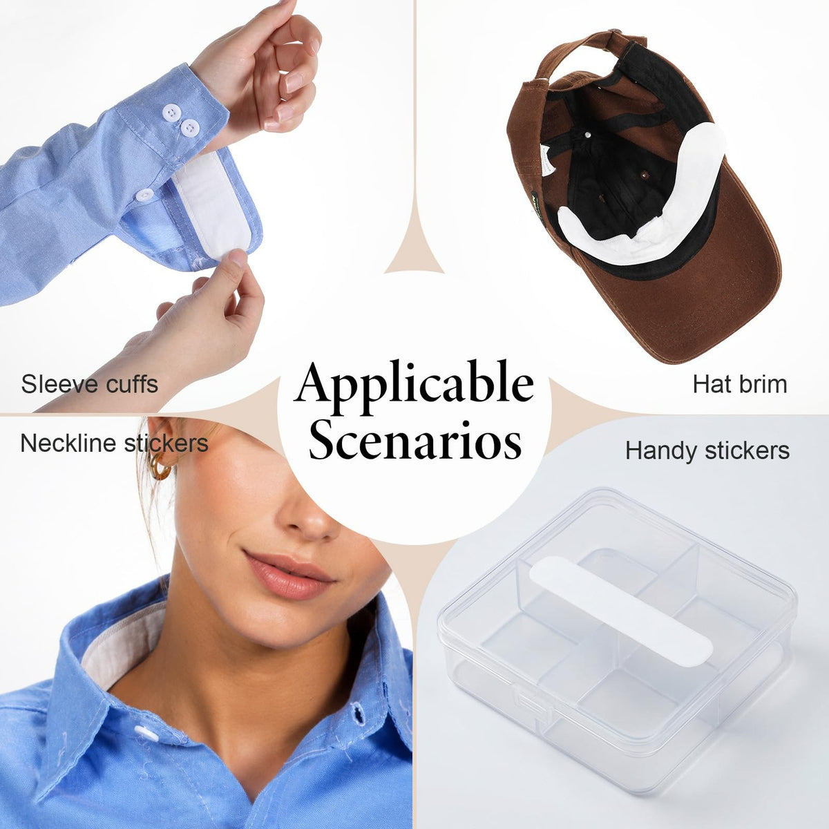 50Pcs Invisible Shirt Collar Protectors Sweat Pads Disposable Neck Liners