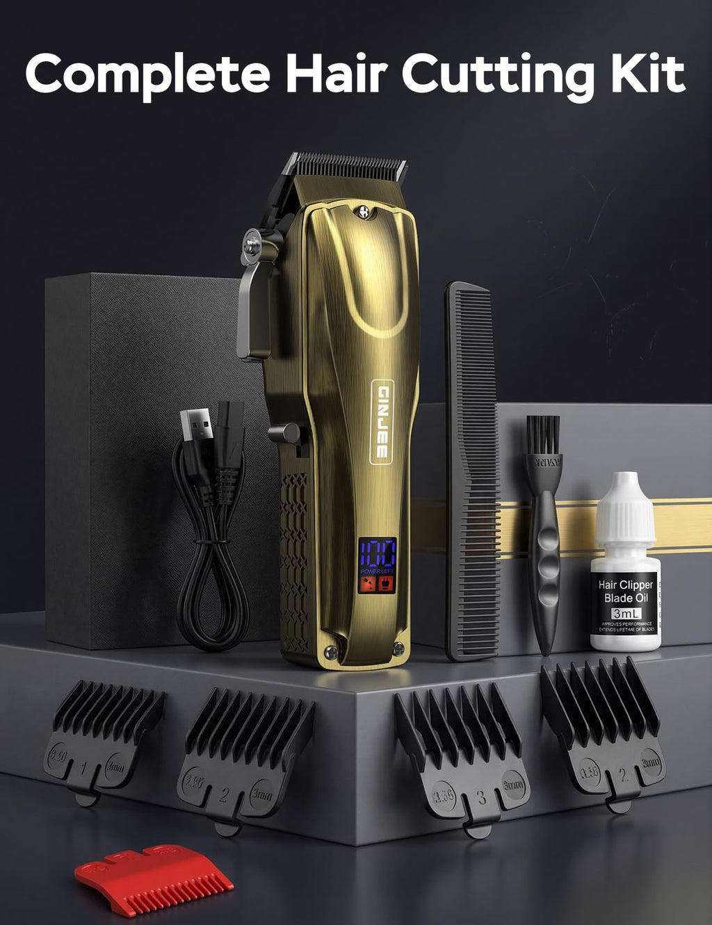 Cordless Hair Clippers for Men 7000RPM LED Digital Display & Adjustable Blades