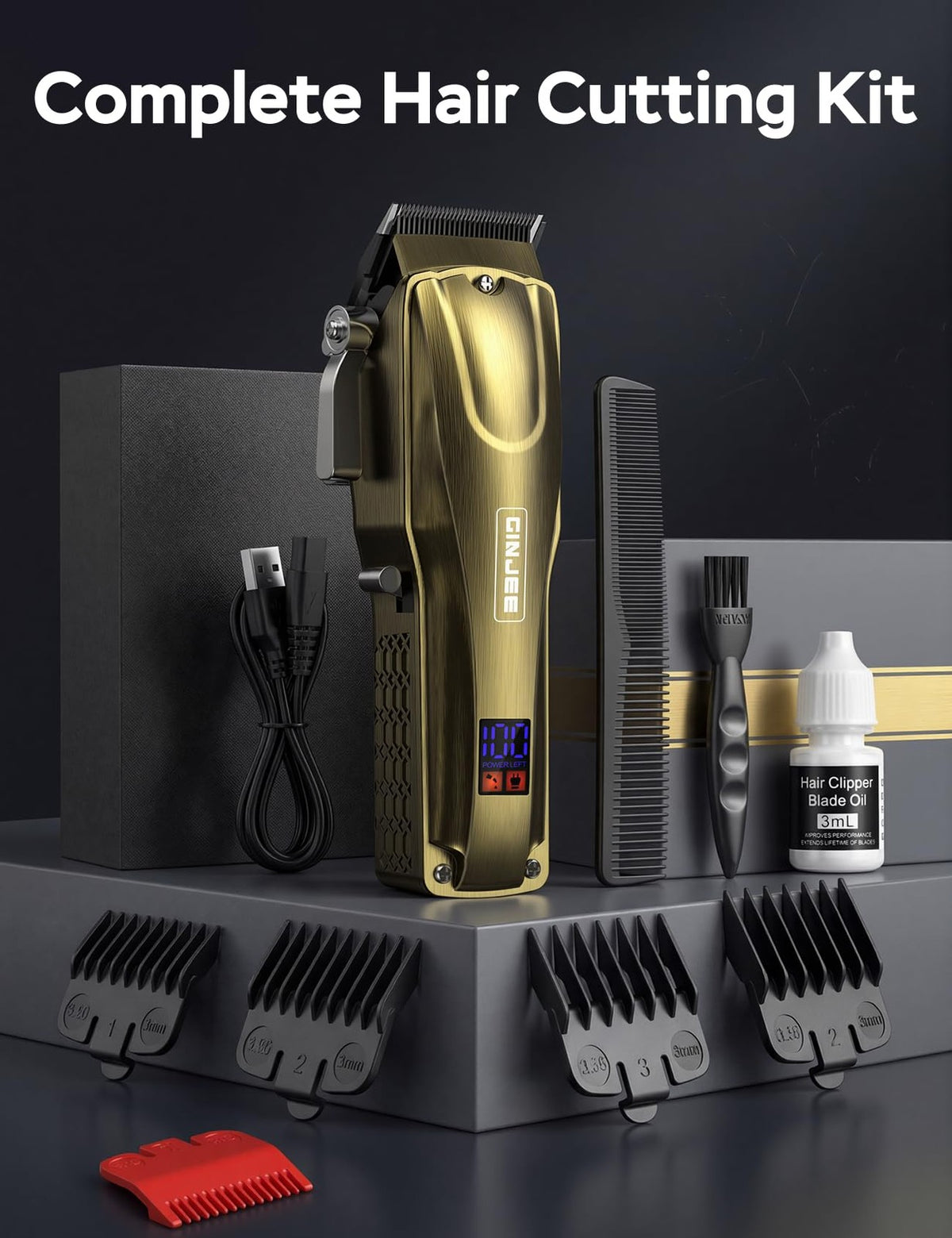 Cordless Hair Clippers for Men 7000RPM LED Digital Display & Adjustable Blades