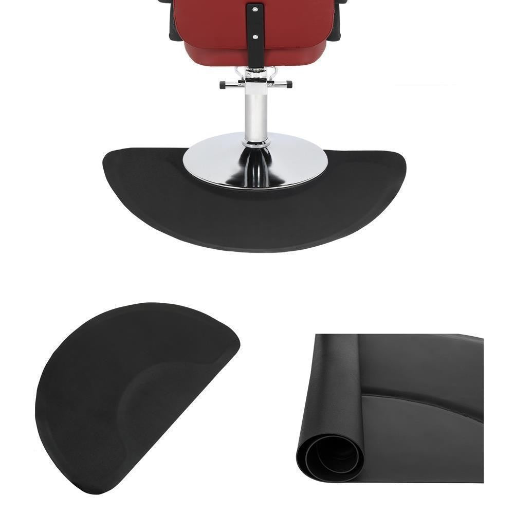 Salon Anti-Fatigue Floor Mat 3x4.5 Ft Semicircle Black for Barber & Salon Chairs