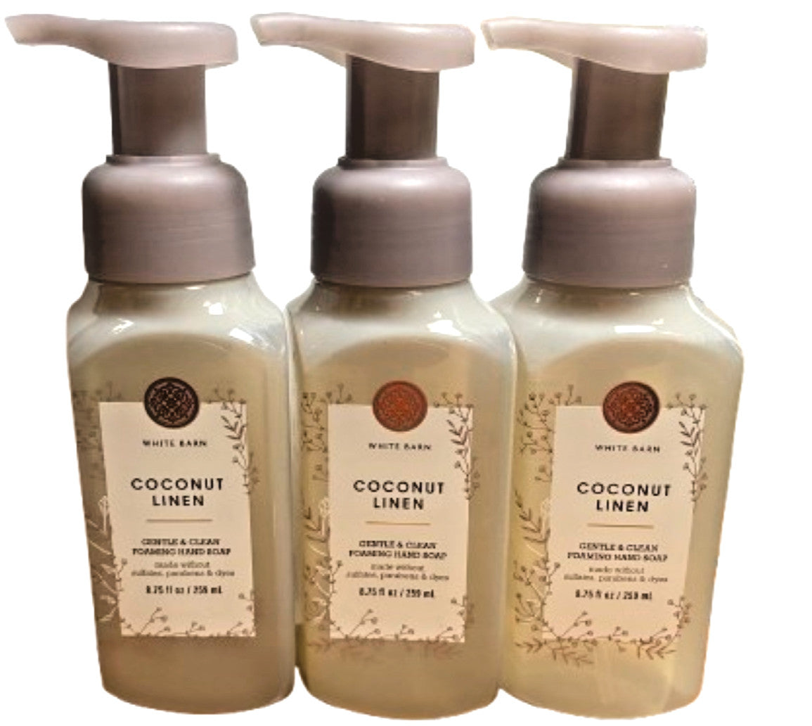 Set of 3 Coconut Linen Foaming Hand Soaps - Gentle & Cleansing