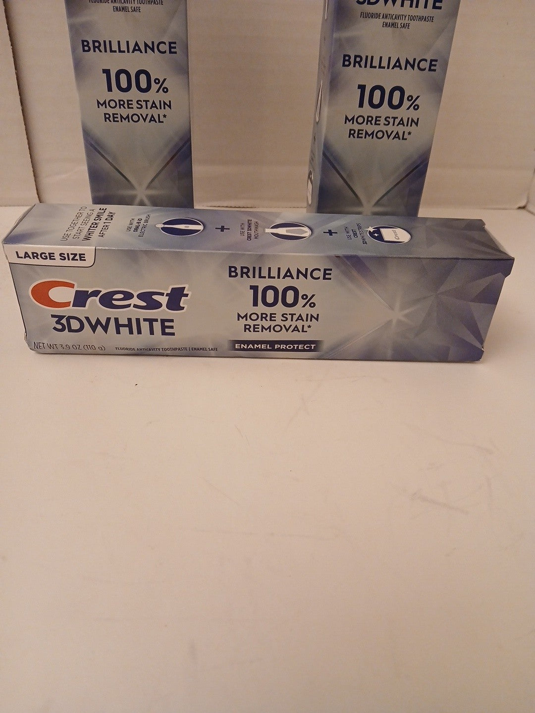Crest 3D White Brilliance Toothpaste - Large 2.4 oz Tube, 2 Pack