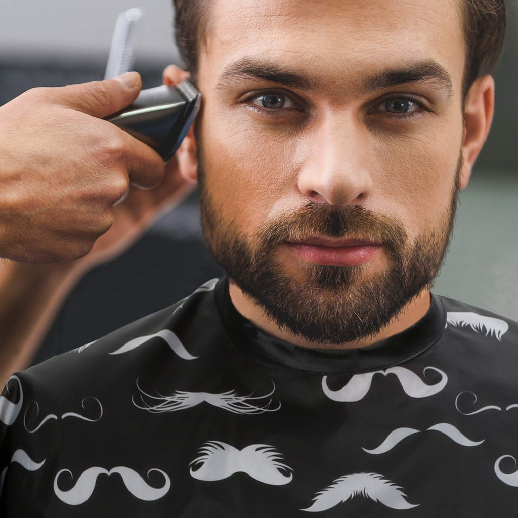 Hair Cutting Cape for Barbers and Stylists - Adjustable, Water-Resistant, Mustache Design