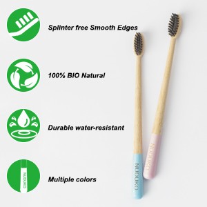 Bamboo Charcoal Toothbrushes 6 Pack - Soft BPA Bristles, Eco-Friendly & Biodegradable