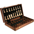 15-Inch Folding Walnut Chess Set with Storage and Travel Case