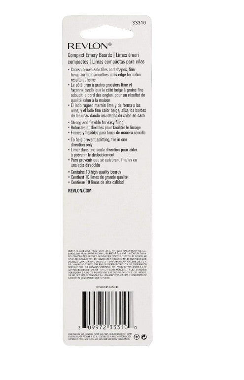 Revlon Compact Emery Board Nail Files Set - 10 Count Manicure & Pedicure