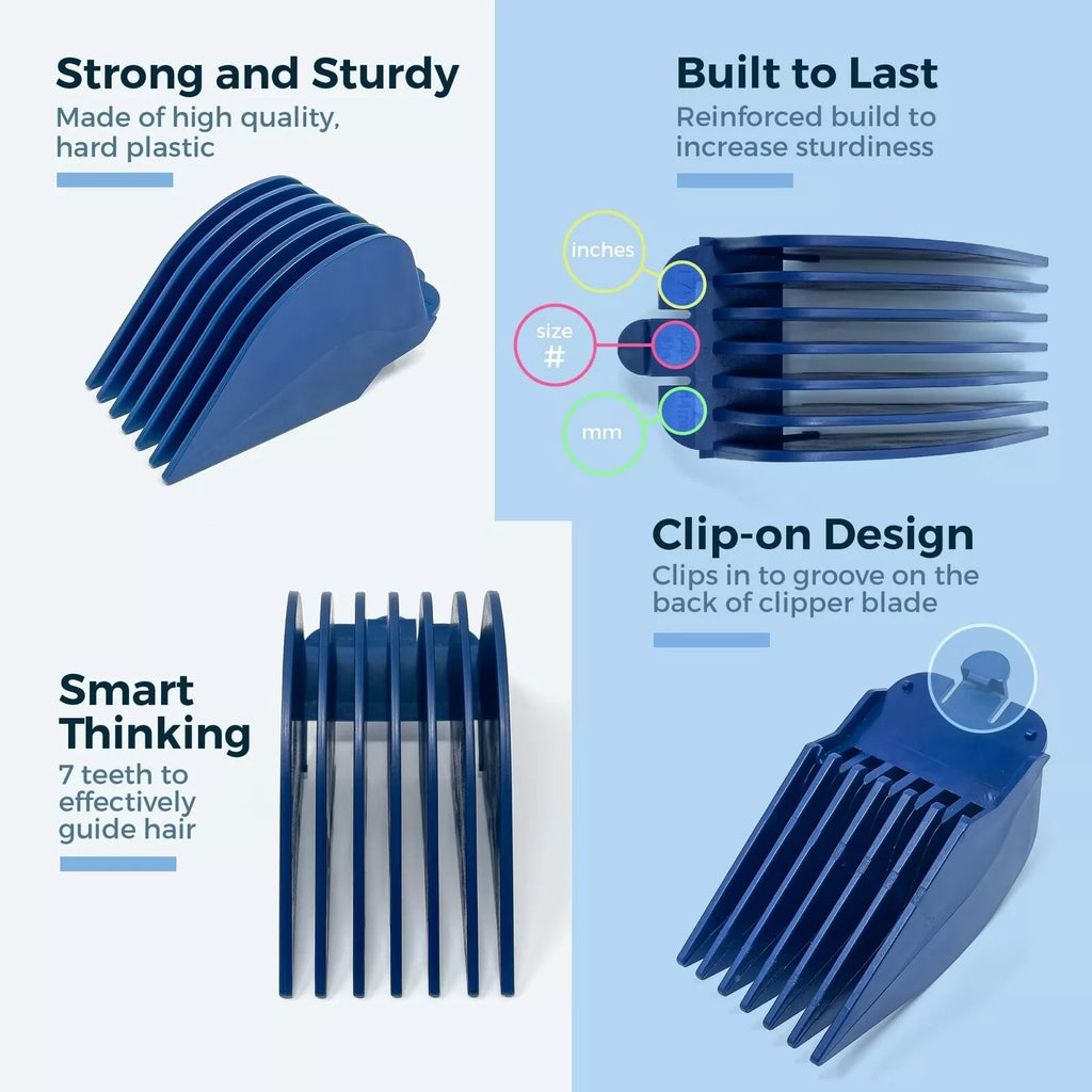 Plastic Clipper Guard Set for Hair Clippers 1.25-2.5 Inches - Wahl & Oster Compatible