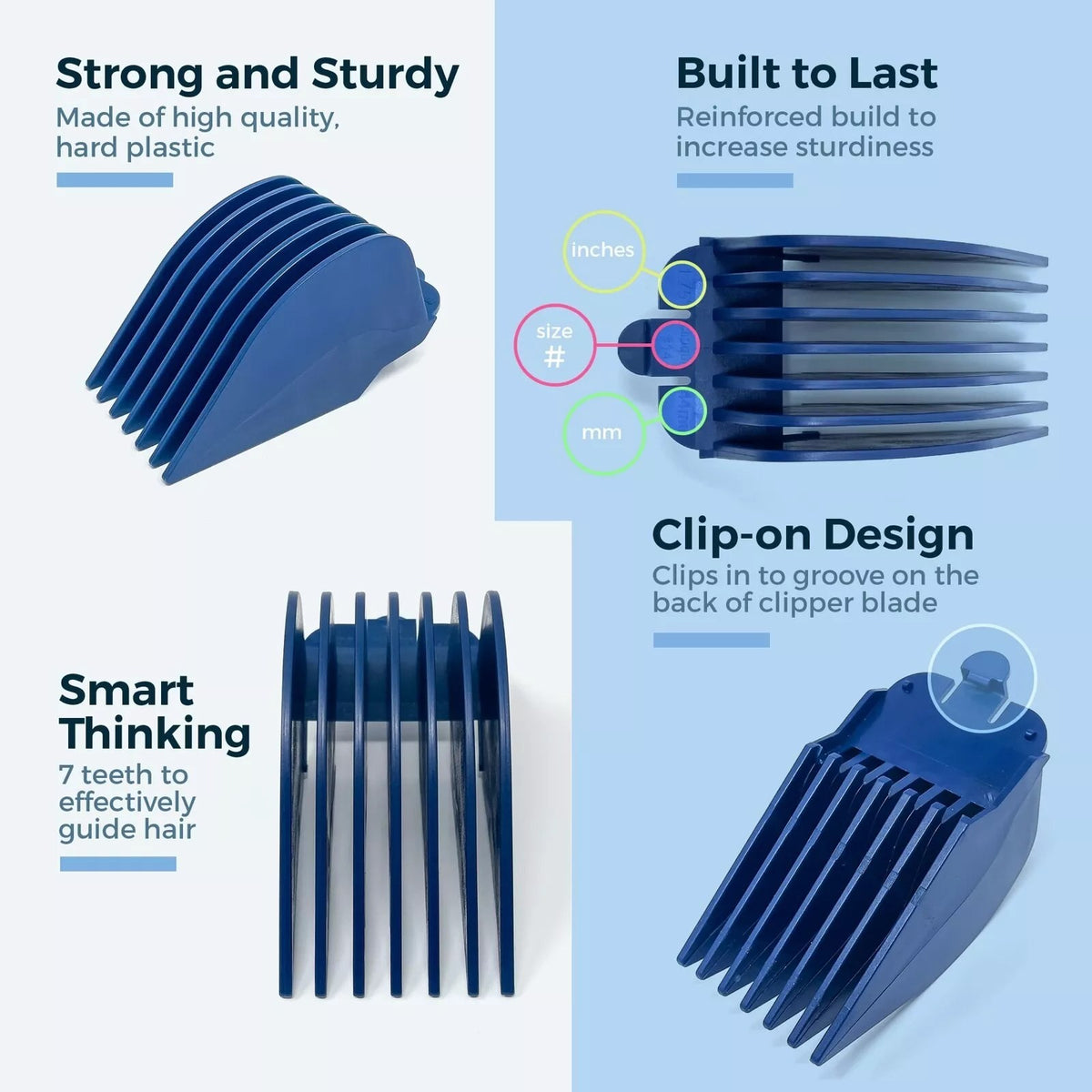 Plastic Clipper Guard Set for Hair Clippers 1.25-2.5 Inches - Wahl & Oster Compatible