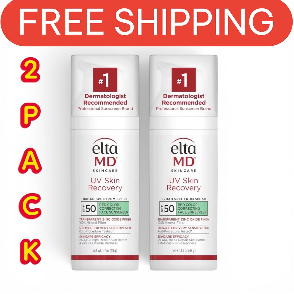 EltaMD UV Skin Recovery Red Color Correcting SPF 50 - Green Tint, 1.7oz, Pack of 2