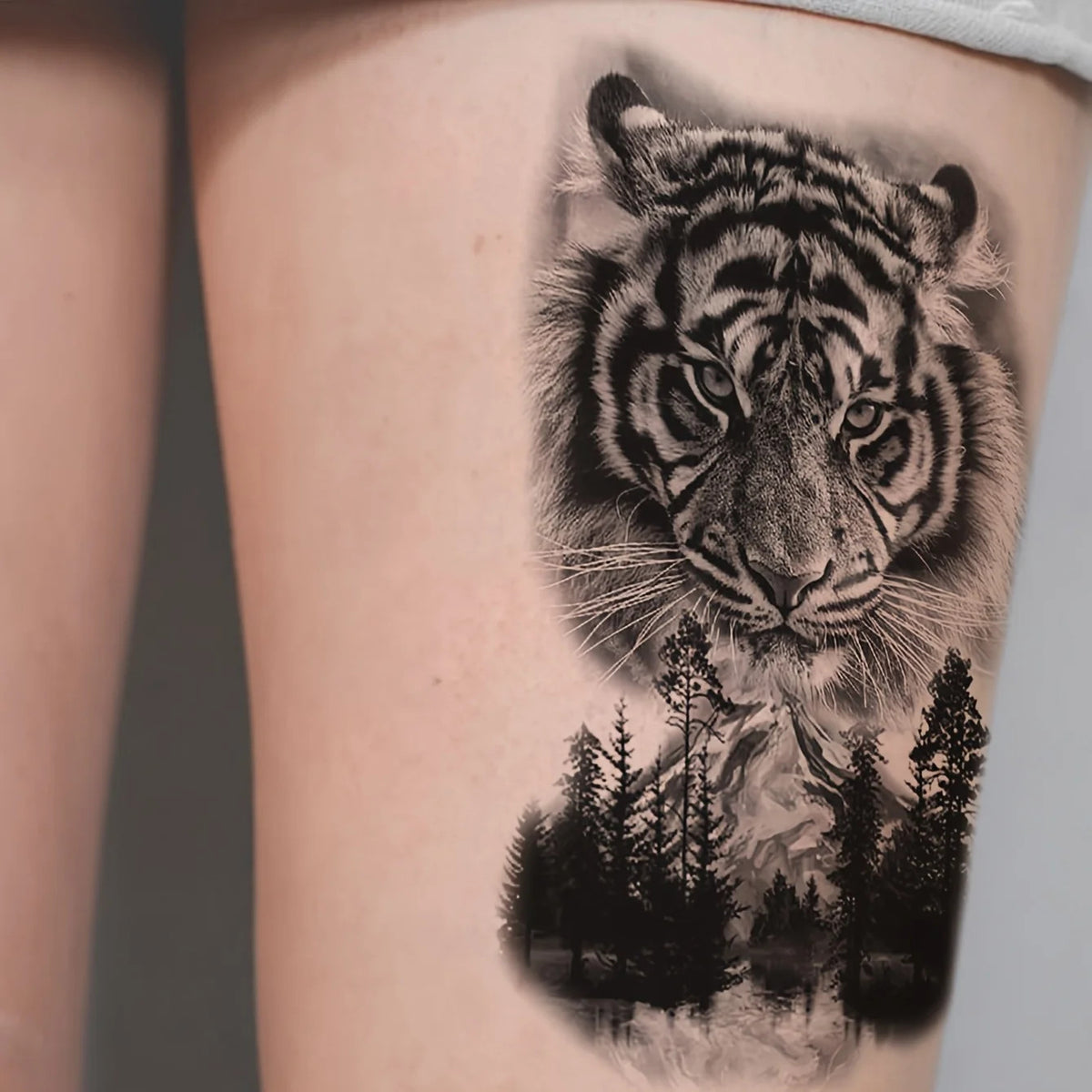 Large Realistic Tiger Tattoo Sticker | Temporary Body Art for Men & Women