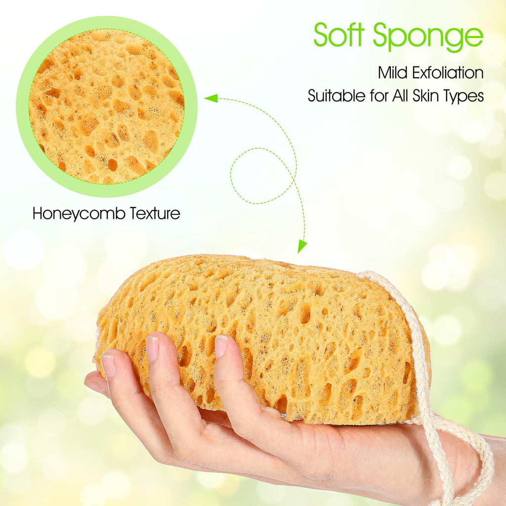 Large Soft Exfoliating Body Scrubber - 2 Pack Shower Sponges for Sensitive Skin