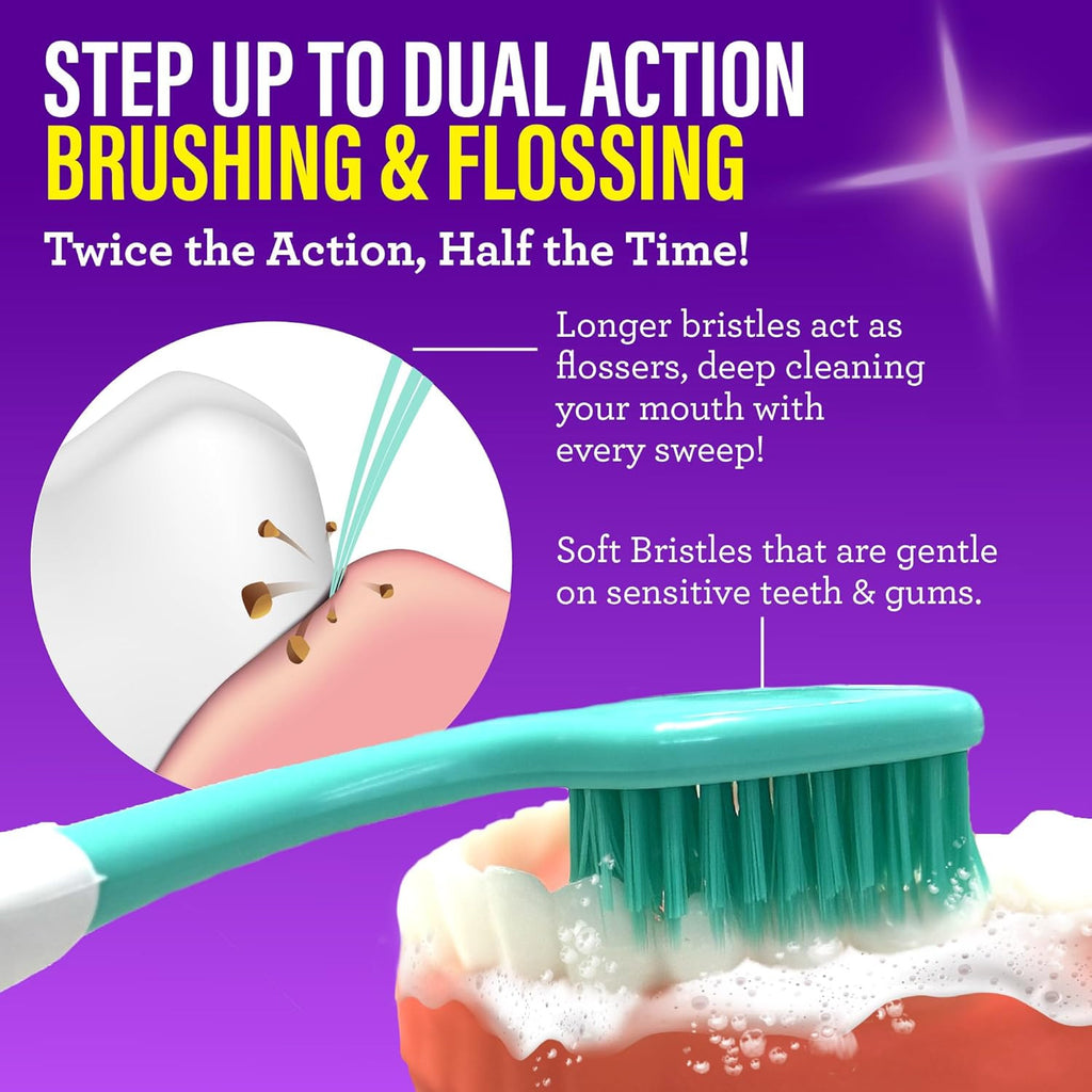 Adult Soft Toothbrush with Floss Fusion Design - 8 Pack