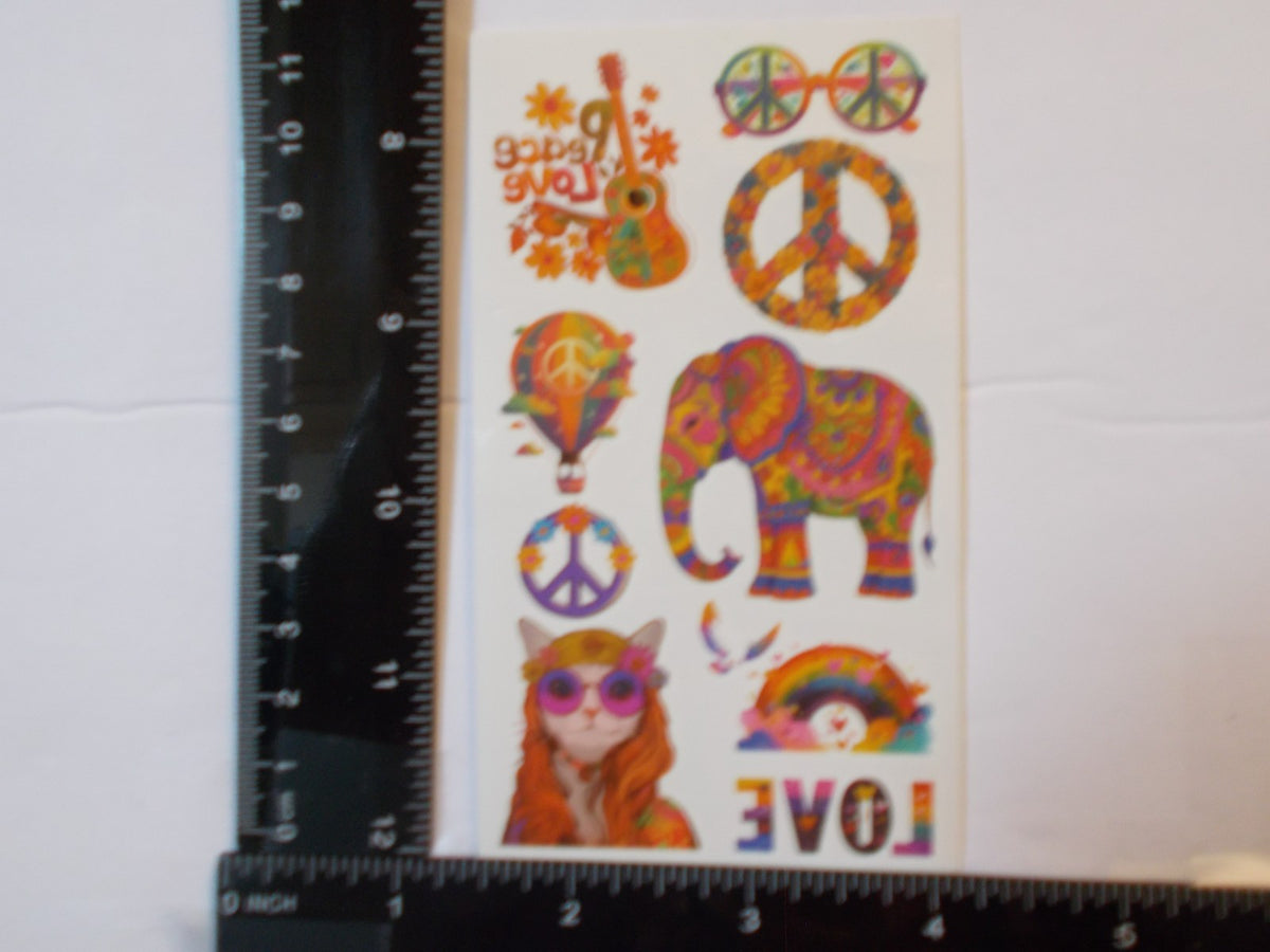 Temporary Tattoos 10 Sheets Groovy 1970s Hippie Theme Set
