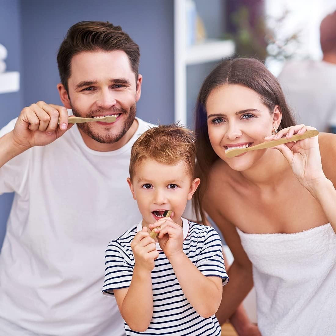 Eco-Friendly Bamboo Toothbrushes Pack of 10 with Charcoal Soft Bristles
