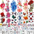 82 Sheets Floral Temporary Tattoos - Roses, Butterflies, Multicolor