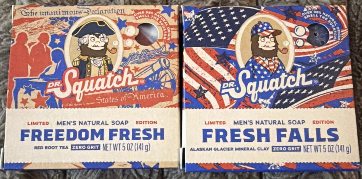Dr. Squatch Limited Edition USA Soap Set - Freedom Fresh & Fresh Falls, 2 Bars