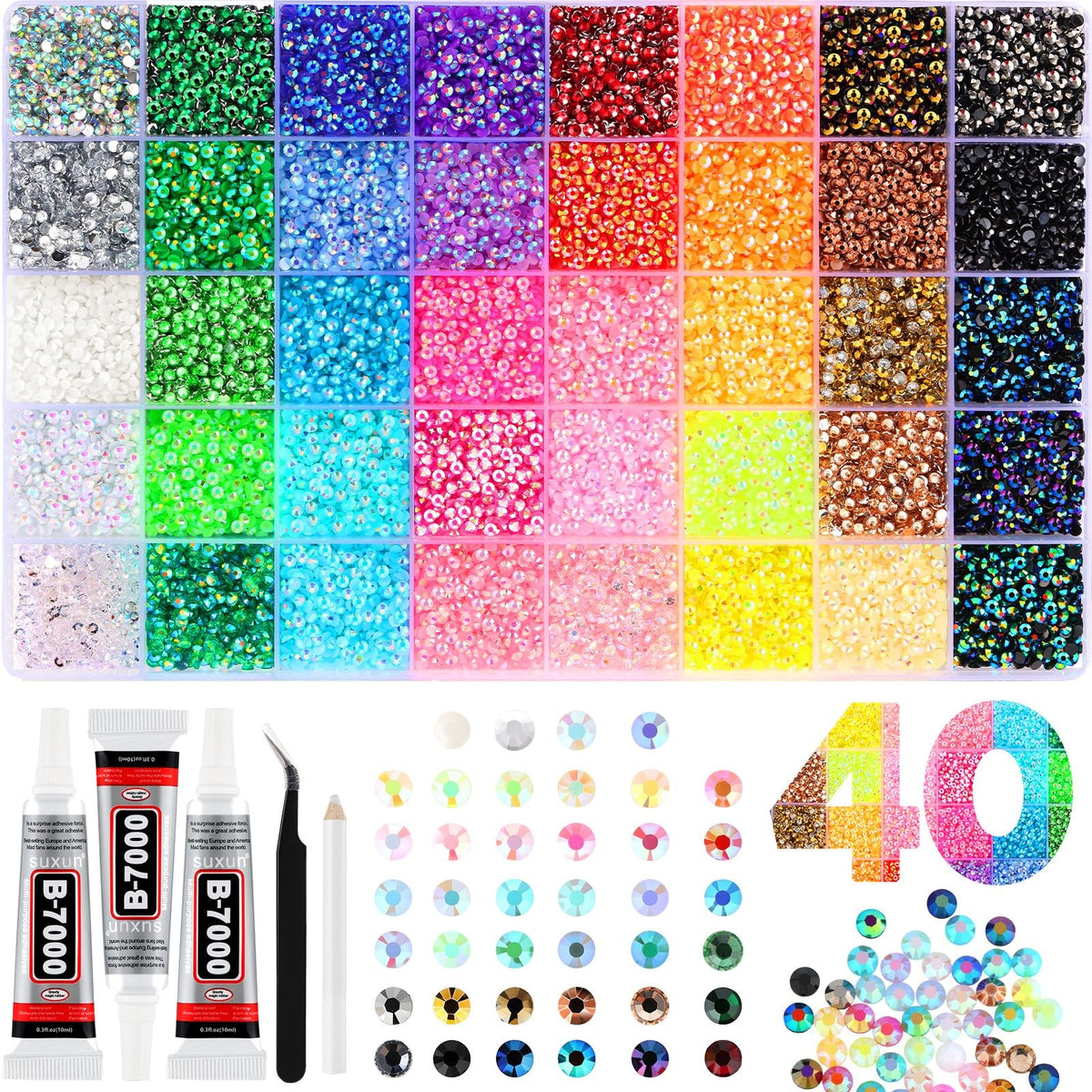 Resin Jelly Rhinestones Bedazzling Kit - 50,000 Pieces, 3mm
