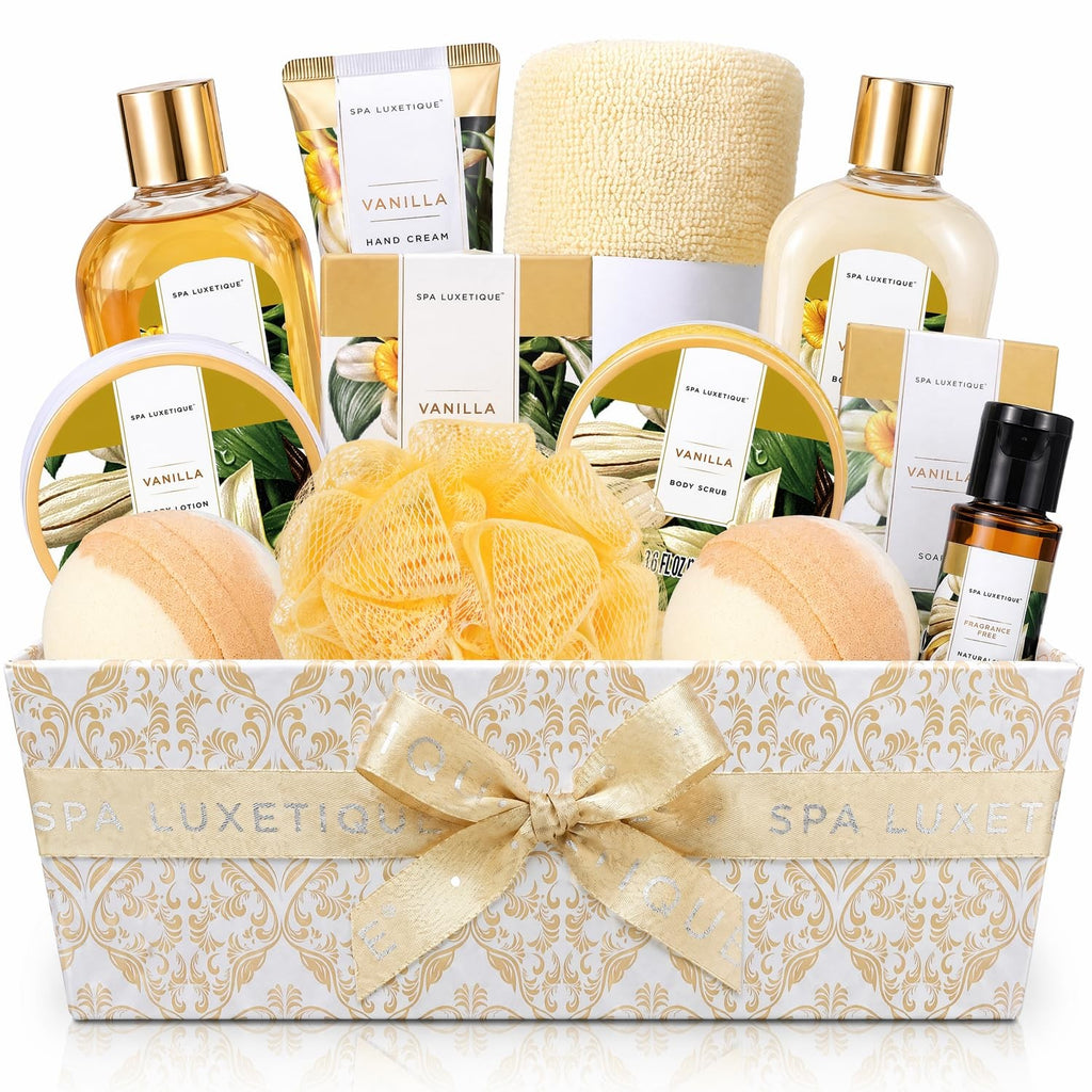 Luxury Spa Gift Basket for Women - 12-Piece Vanilla Bath & Body Set