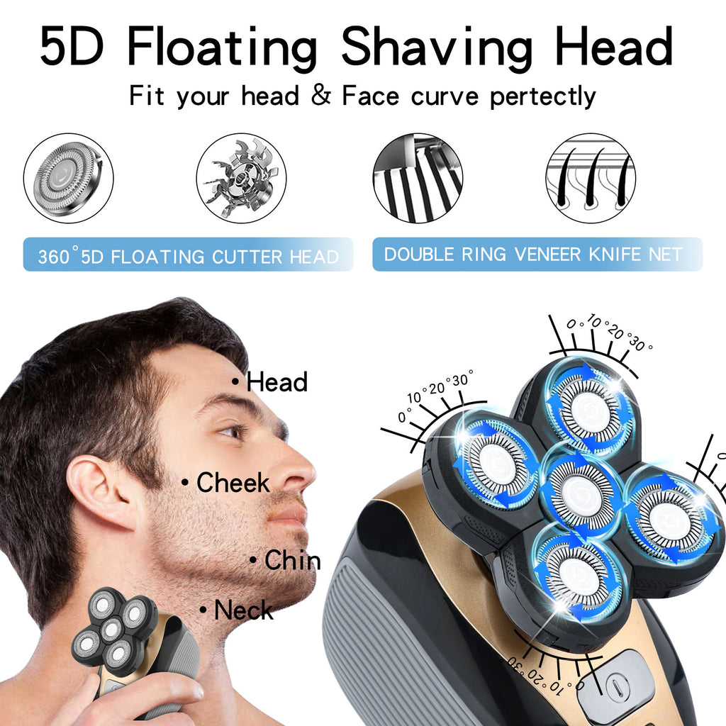 5-in-1 Rotary Electric Shaver & Grooming Kit Waterproof Rechargeable