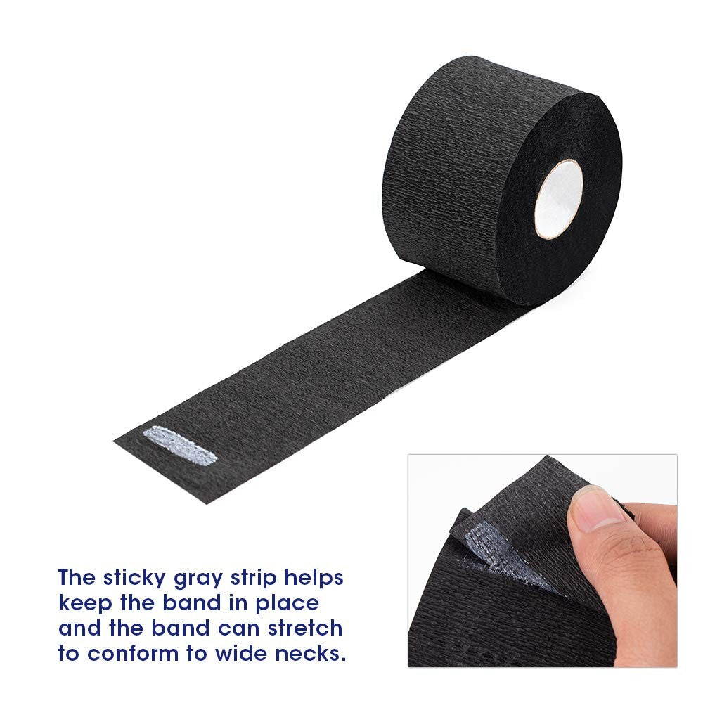 Disposable Barber Neck Strips 500pcs Black Stretchy Paper Neck Bands for Salon