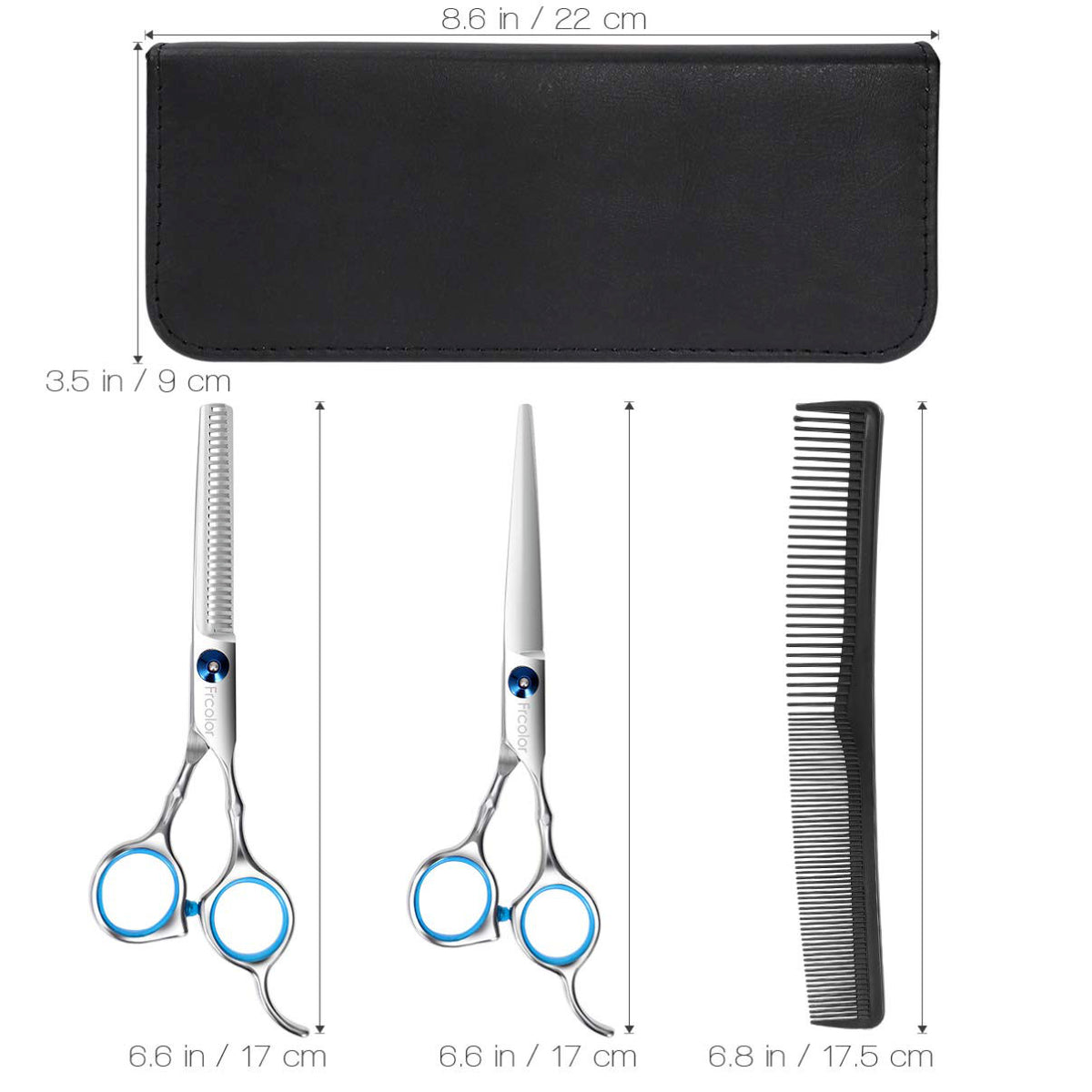 Professional Hair Cutting Shears Kit with Case & Accessories - Barber & Salon Use
