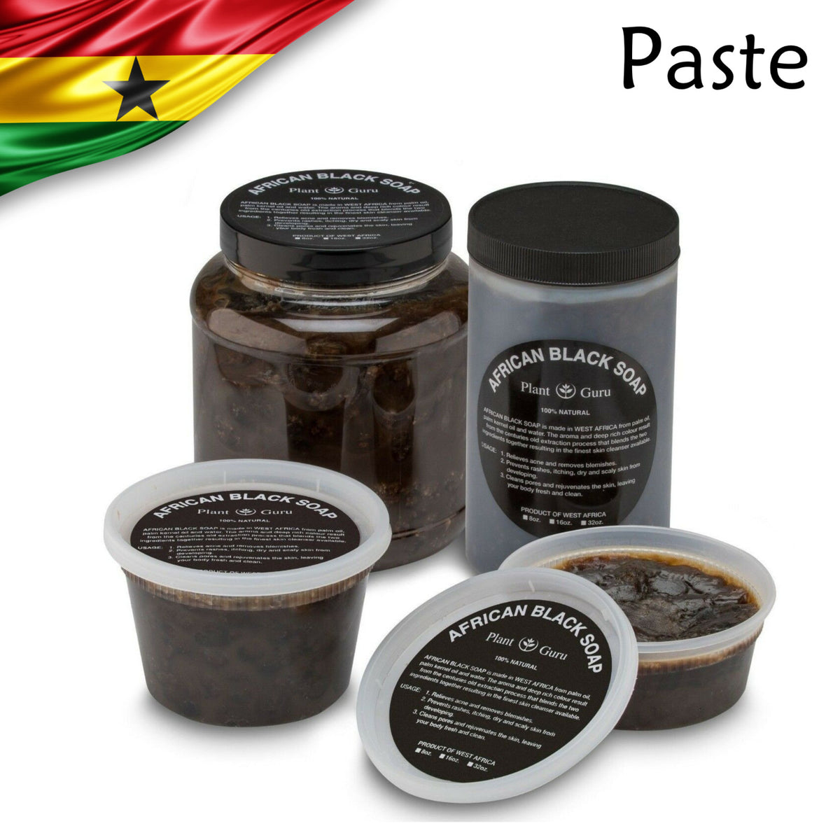 Organic African Black Soap Bar for Skin & Hair - Natural Ghana Raw Unrefined
