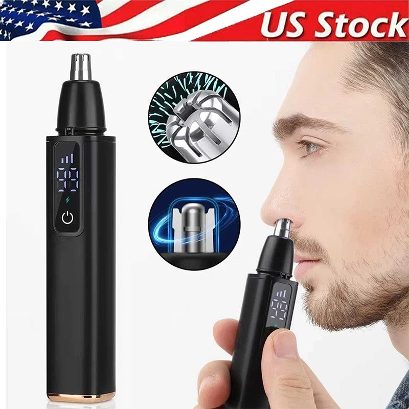 Electric Nose and Ear Hair Trimmer with LED Display Waterproof Rechargeable