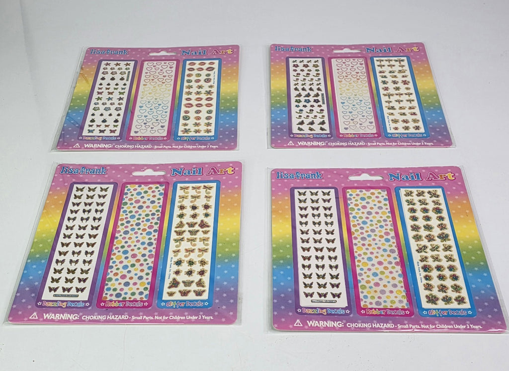 Lot of 4 Lisa Frank Nail Art Stickers - Colorful Nail Decals for Creative Manicures